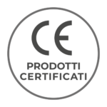 Un logo in bianco e nero con la scritta ce prodotti certificati.